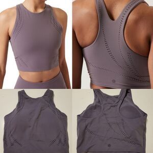 LIKE NEW ATHLETA SOFT CONSCIOUS CROP LONG CUTOUT LASER PATTERN SPORTS BRA XS